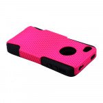 Wholesale iPhone 4 4S Mesh Hybrid Case (Hot Pink-Black)